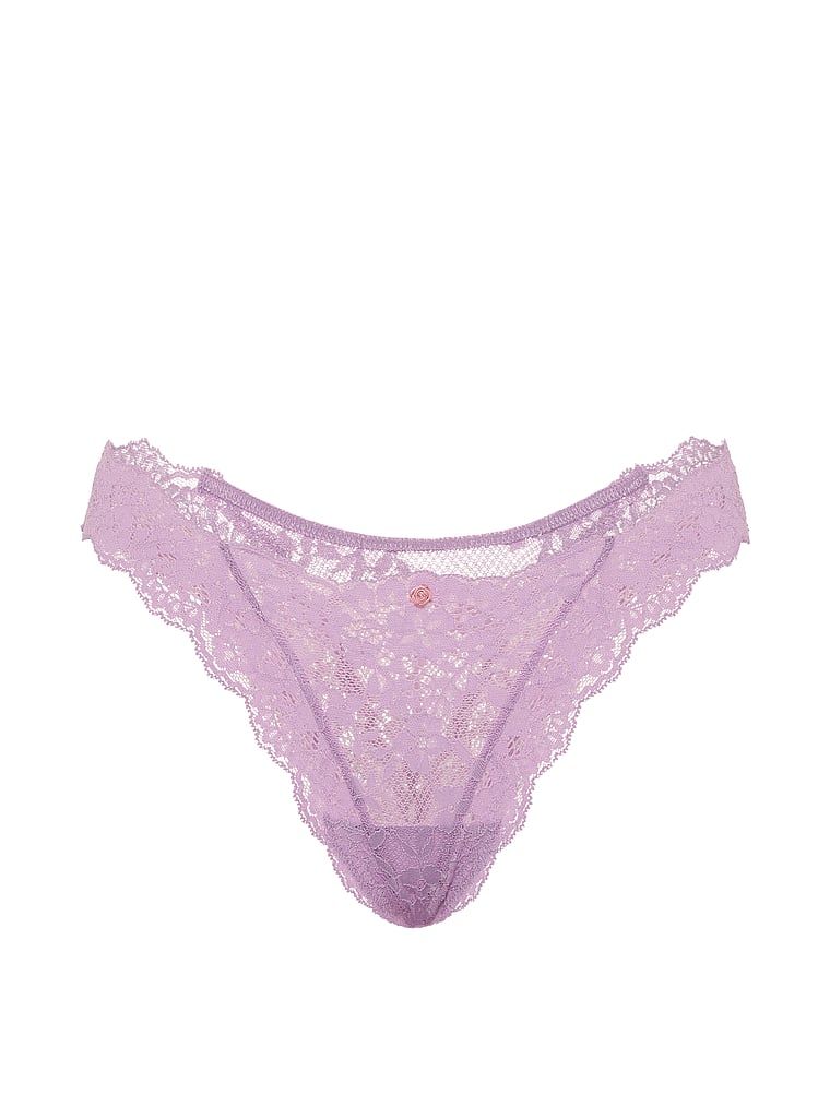 Majtki brazyliany koronkowe Brazilian. Produkt ma kolor fioletowy i pochodzi z kolekcji Dream Angels. 