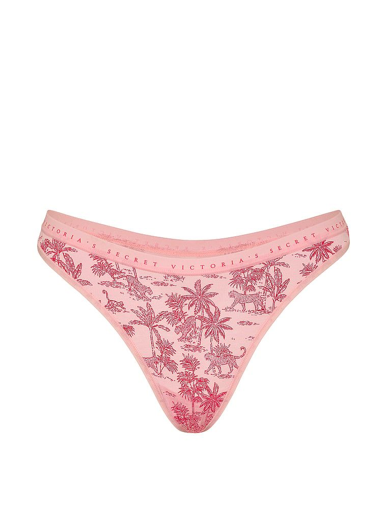 Stringi bawełniane High-Leg Scoop. Produkt jest wzorzysty i pochodzi z kolekcji Victoria's Secret. 