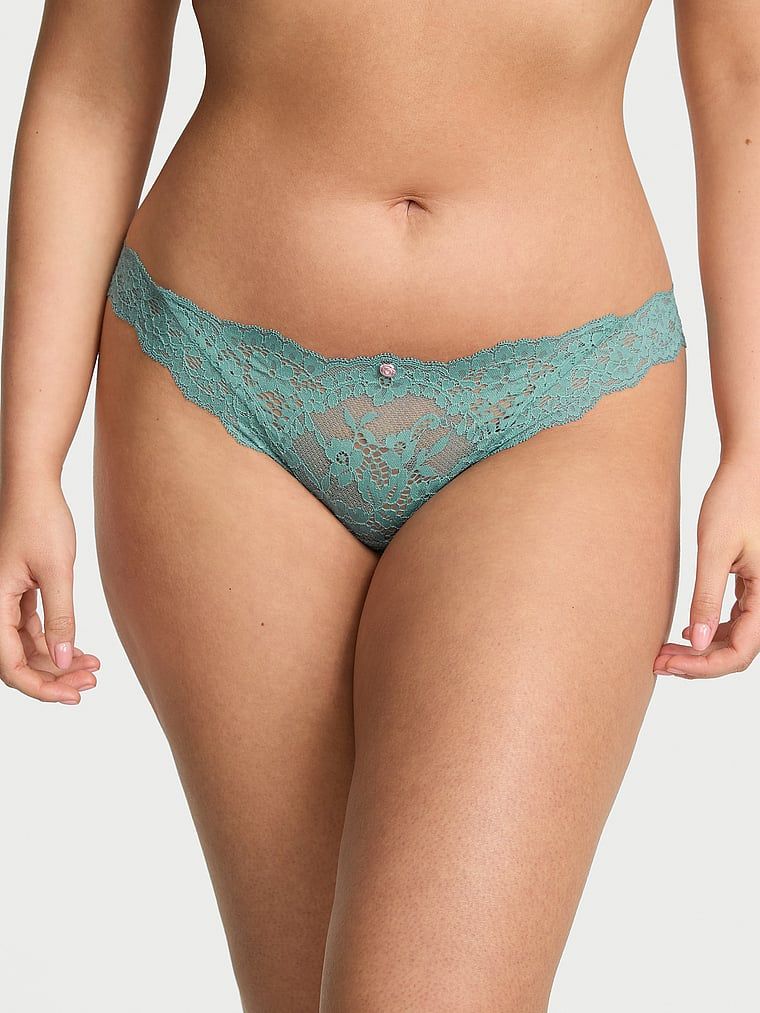 Majtki koronkowe Lace Bikini. Produkt ma kolor zielony i pochodzi z kolekcji Dream Angels. 