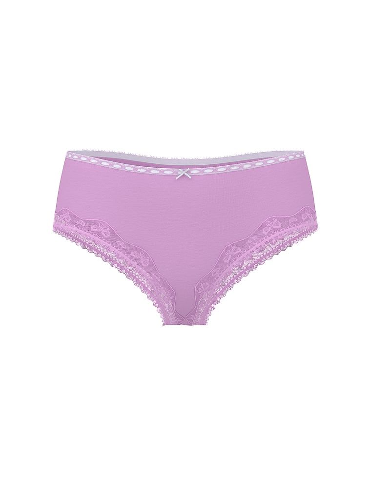 Majtki bawełniane Bow Lace-Trim Cheeky. Produkt ma kolor fioletowy i pochodzi z kolekcji Lace Trim. 