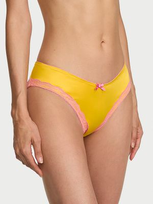 Victoria's Secret Majtki satynowe z koronką Tease Cheeky