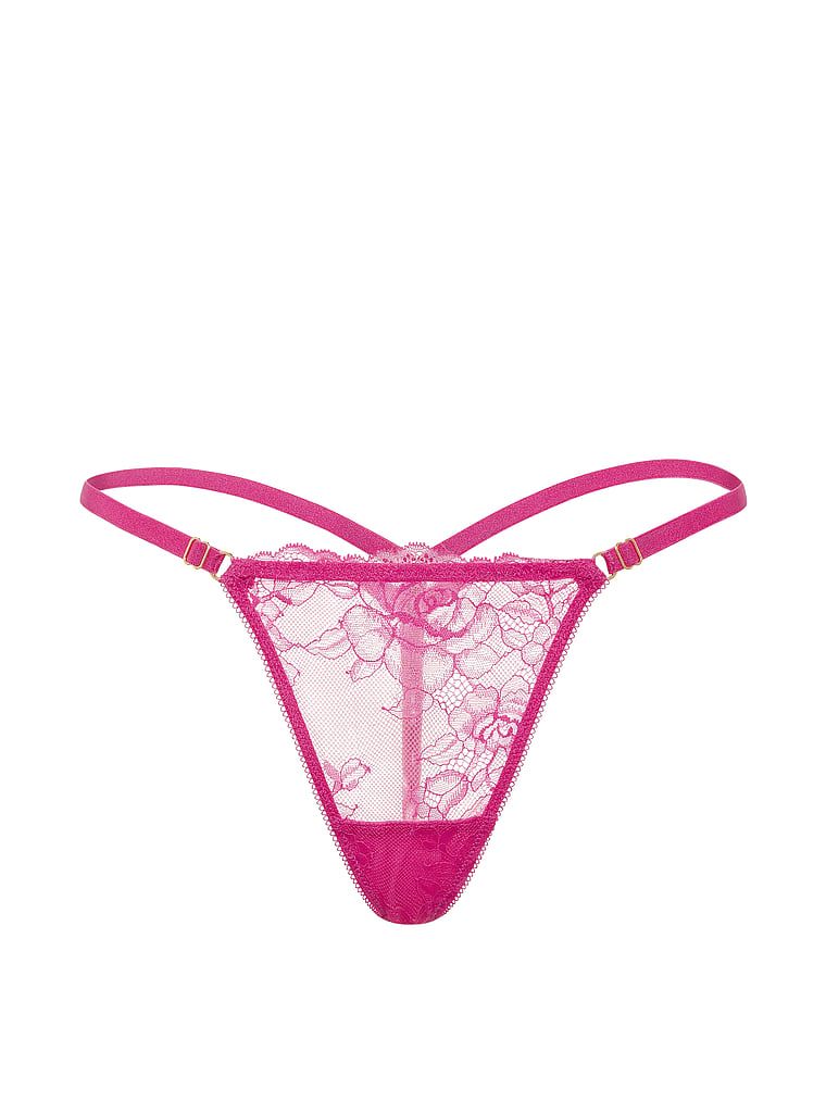 Stringi koronkowe z regulowanymi paskami Rose Lace V-String. Produkt ma kolor różowy i pochodzi z kolekcji Very Sexy. 