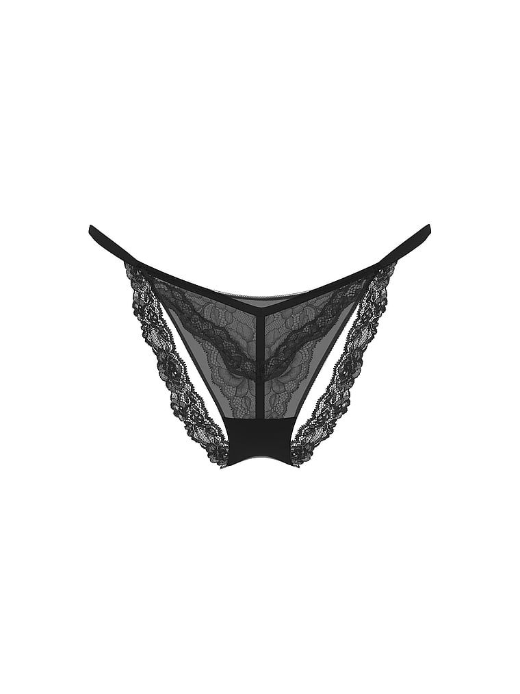 Majtki z wyjątkowym tyłem Sheer Shine Rose Bikini. Produkt ma kolor czarny i pochodzi z kolekcji Very Sexy. 