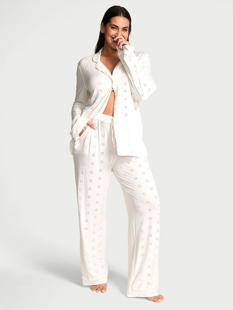 Victoria's Secret Piżama z modalu z długimi spodniami Eyelet