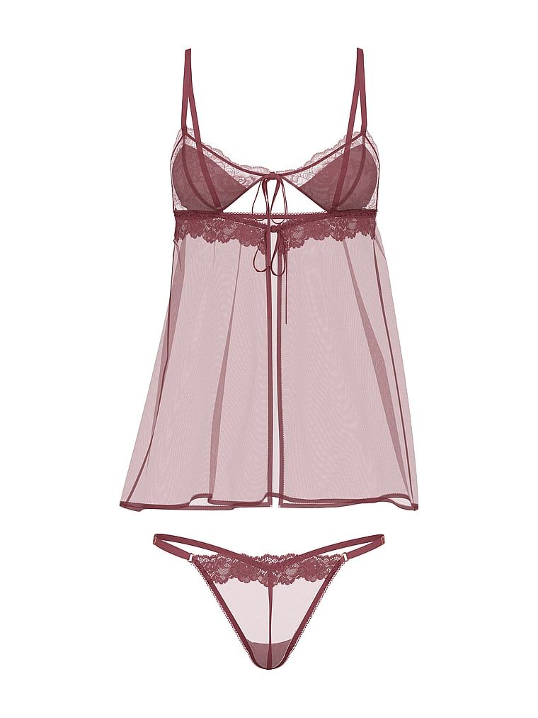 Very Sexy Halka i stringi Sheer Rose Babydoll