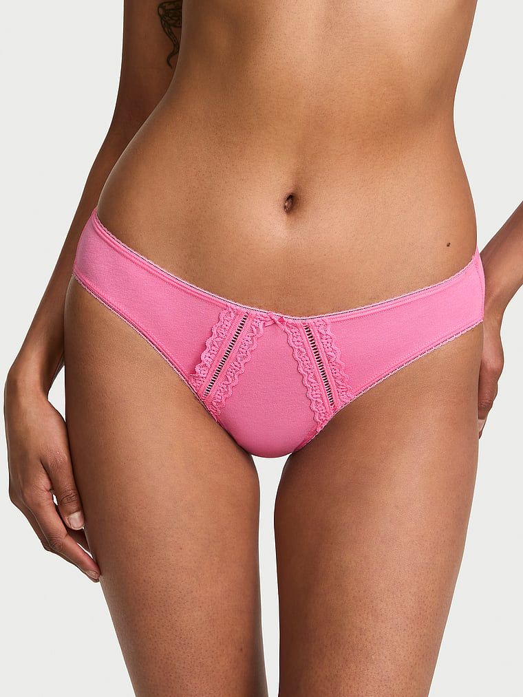 Victoria's Secret Majtki bawełniane z koronką Bikini