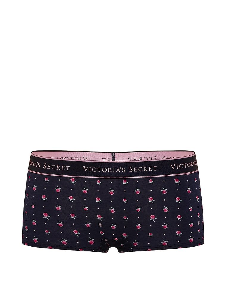 Majtki bawełniane szorty z logo w talii Boyshort. Produkt ma kolor kwiatowe i pochodzi z kolekcji Cotton. 