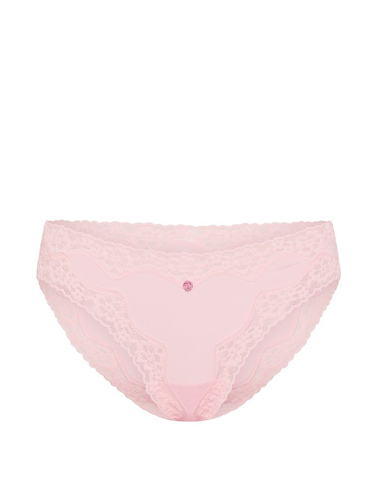 Majtki bawełniane z koronką Lace-Trim Bikini. Produkt ma kolor różowy i pochodzi z kolekcji Lace Trim. 