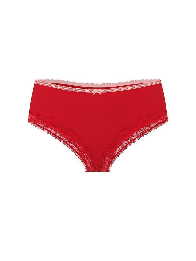 Majtki bawełniane Bow Lace-Trim Cheeky. Produkt ma kolor czerwony i pochodzi z kolekcji Lace Trim. 