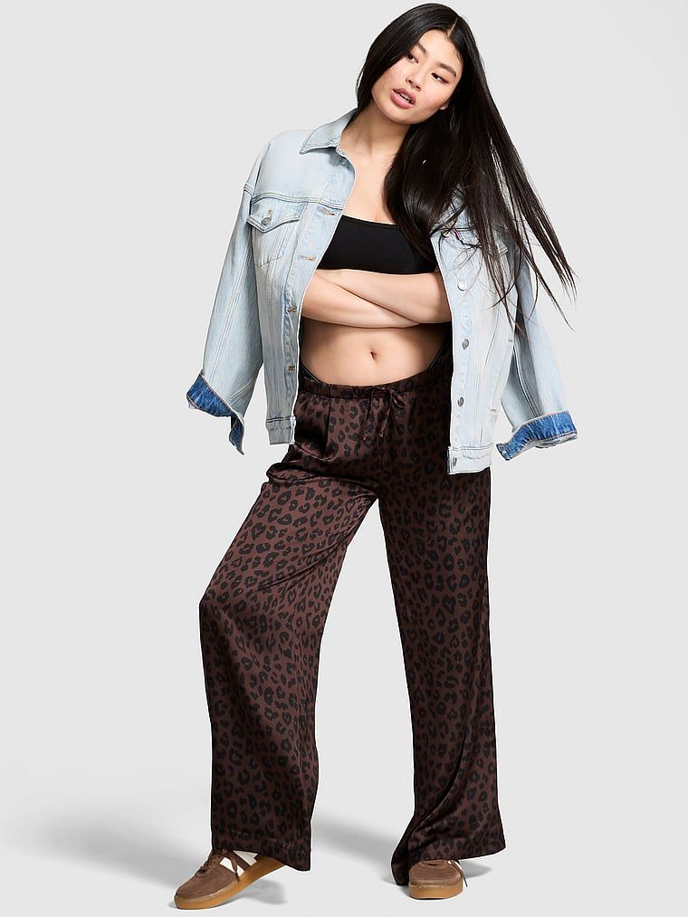 Satynowe spodnie z gumką