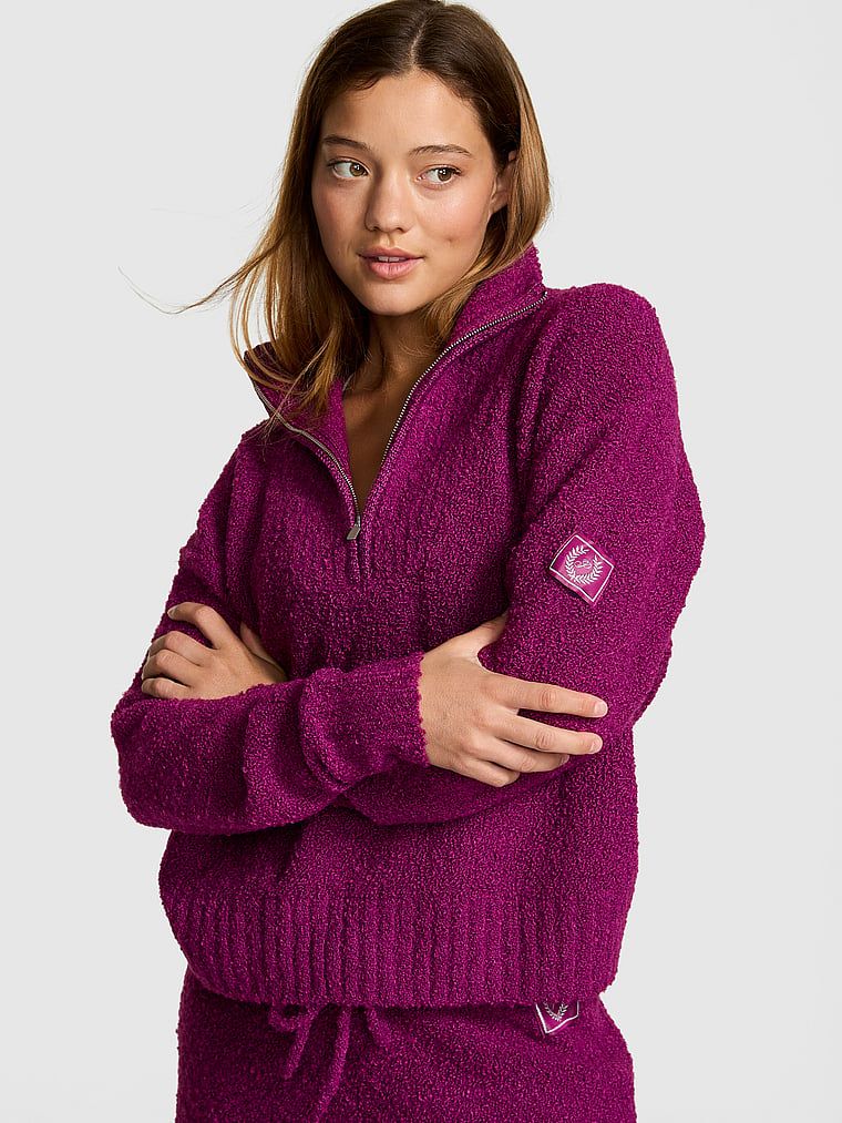 Sweter z półzamkiem z bouclé