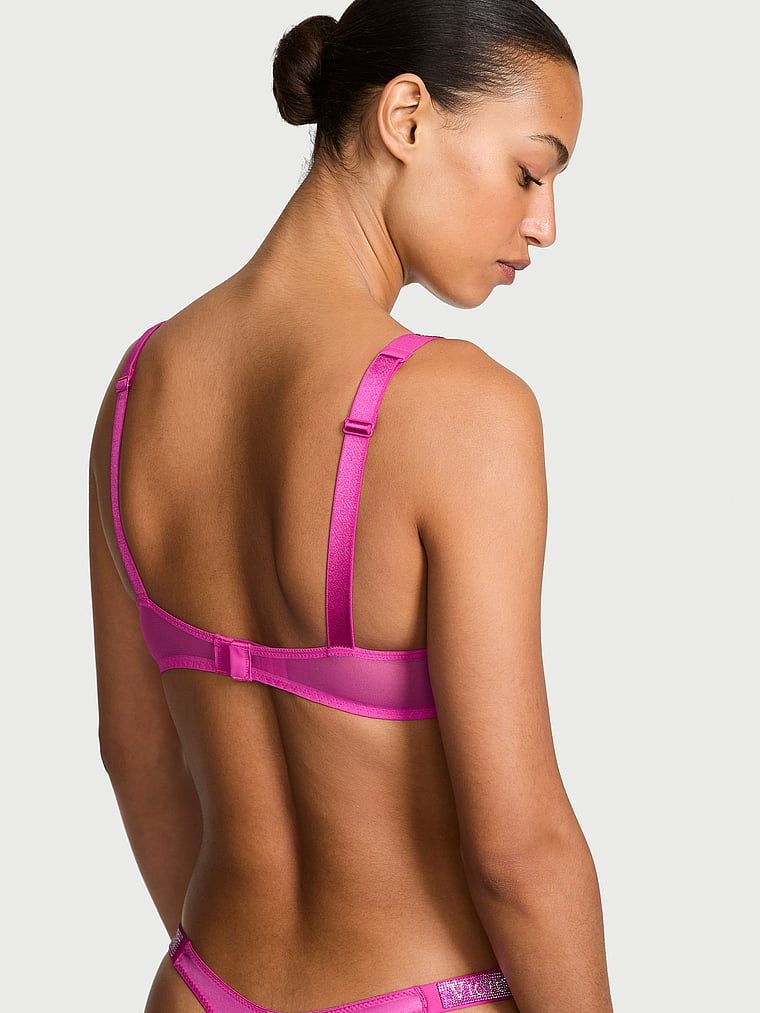 Biustonosz push-up koronkowy z błyszczącymi ramiączkami Shine Strap. Produkt ma kolor różowy i pochodzi z kolekcji Very Sexy. 