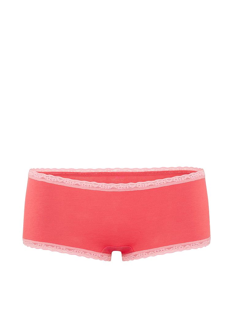 Majtki bawełniane szorty z koronką na krawędziach Lace-Trim Boyshort. Produkt ma kolor czerwony i pochodzi z kolekcji Lace Trim. 