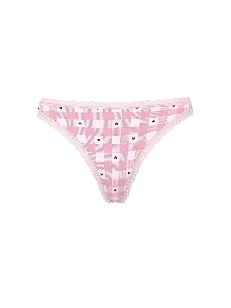 Lace Trim Stringi bawełniane z koronką na krawędziach Lace-Waist