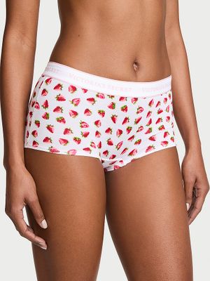 Cotton Majtki bawełniane szorty z logo w talii Boyshort