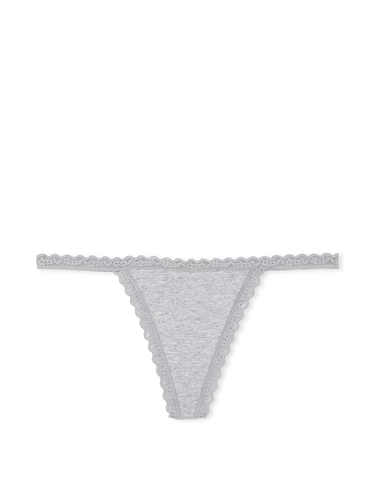 Stringi bawełniane z koronką Lace-Trim. Produkt ma kolor szary i pochodzi z kolekcji Lacie. 