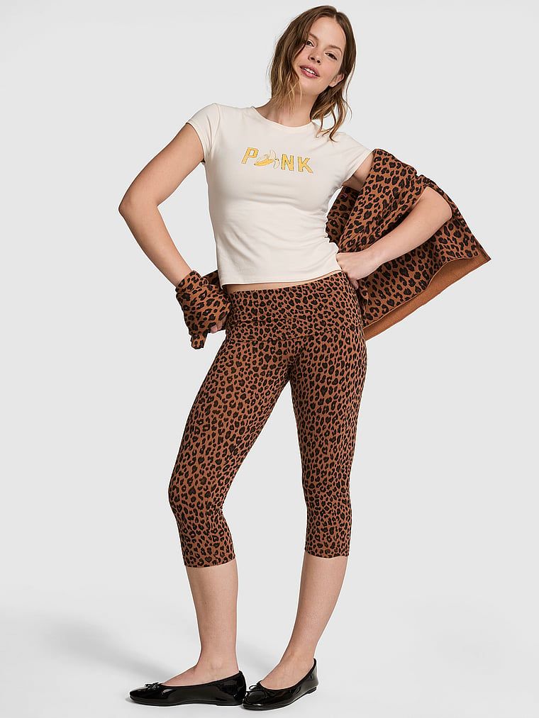 Legginsy capri z wywijanym pasem All-Day Cotton