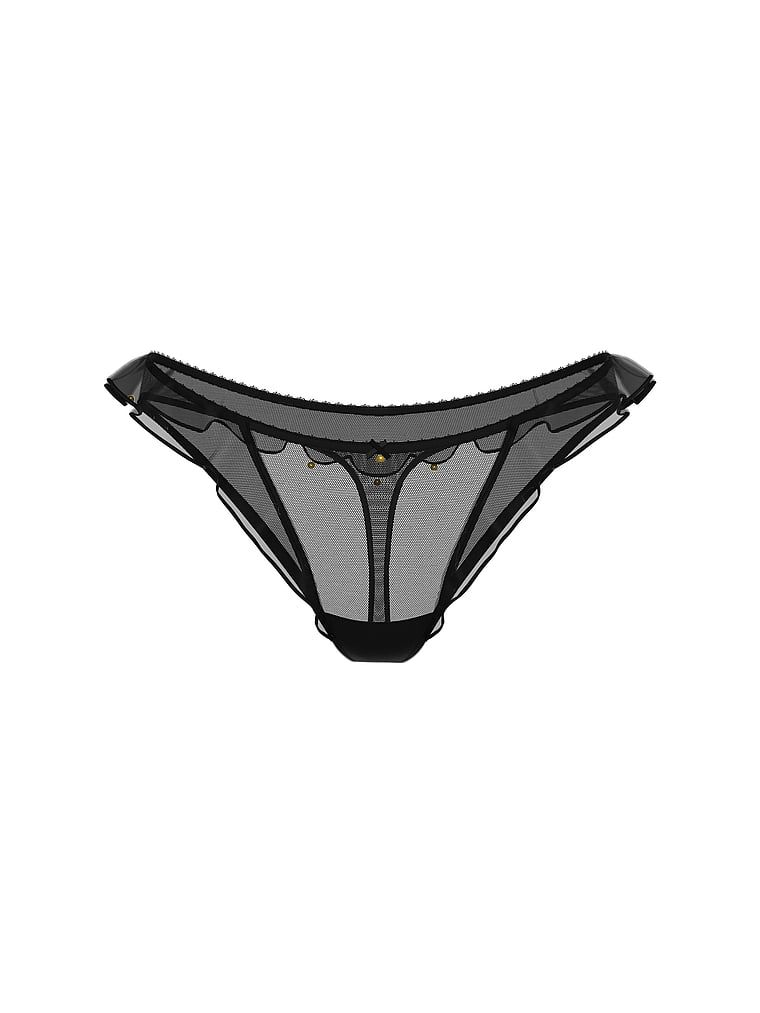 Stringi z falbanką z dzwoneczkami Jingle Belle. Produkt ma kolor czarny i pochodzi z kolekcji Very Sexy. 