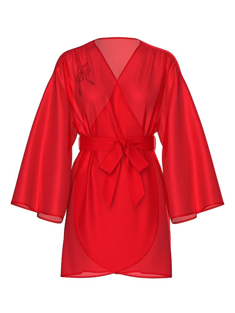 Victoria's Secret Szlafrok satynowy krótki Sparkle Bow