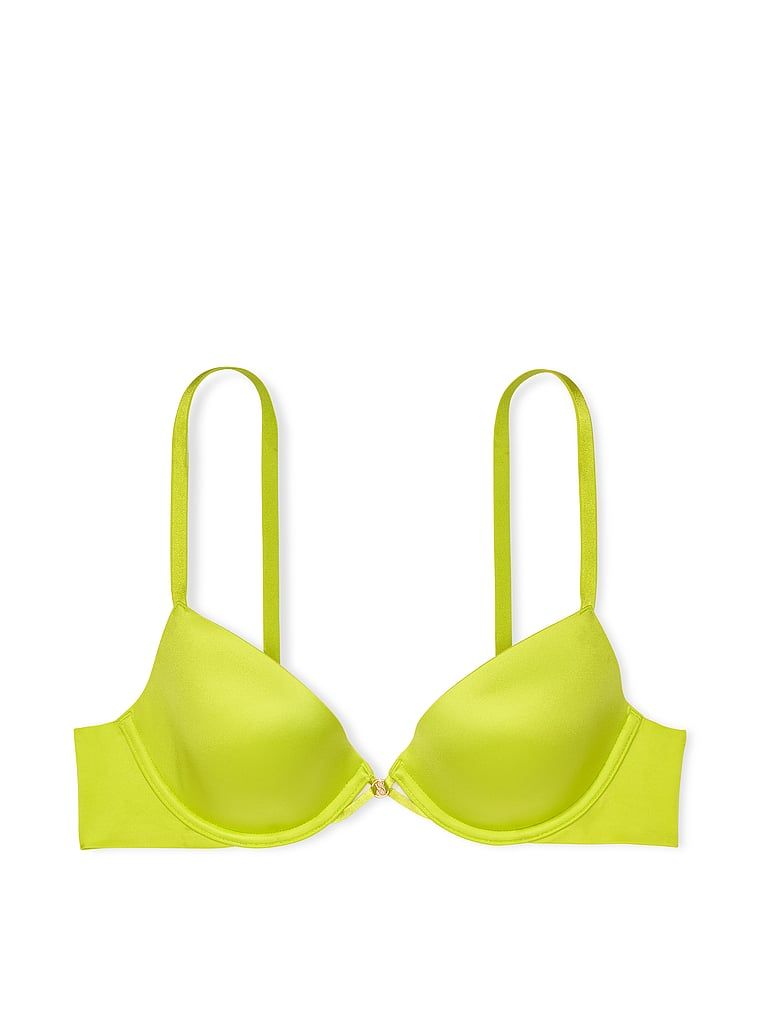 Na zdjęciu na białym tle widoczny jest biustonosz lekko usztywniany z nisko wyciętymi miseczkami Demi. Produkt ma kolor zielony i pochodzi z kolekcji Very Sexy.