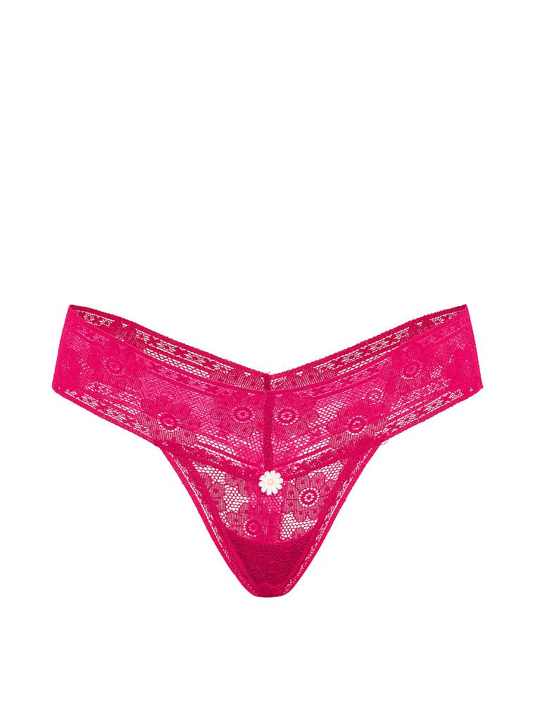 Stringi z koronką szydełkową Lace. Produkt ma kolor różowy i pochodzi z kolekcji Lacie. 