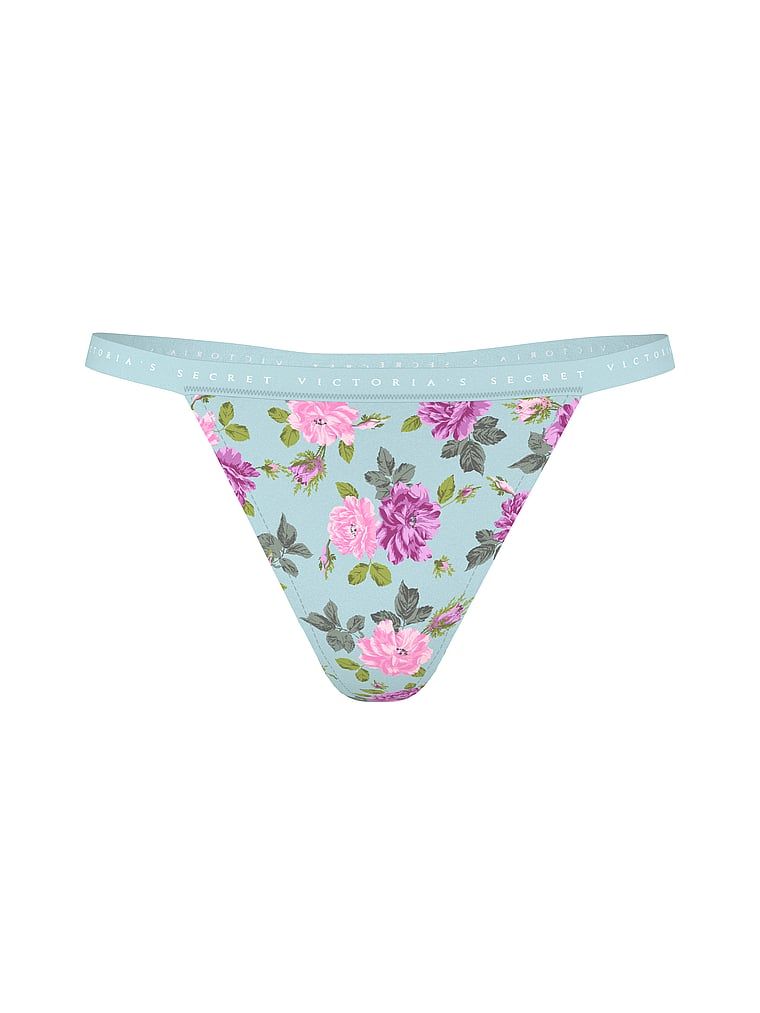 Stringi bawełniane Stretch Cotton. Produkt ma wzór kwiatowy i pochodzi z kolekcji Victoria's Secret. 