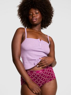 PINK Top na ramiączkach Henley Pointelle