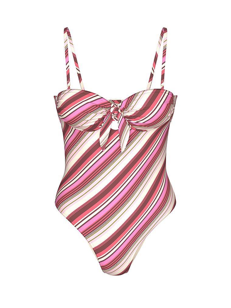 Strój kąpielowy jednoczęściowy Boho Beach. Produkt ma wzór w paski i pochodzi z kolekcji Victoria's Secret Swim. 