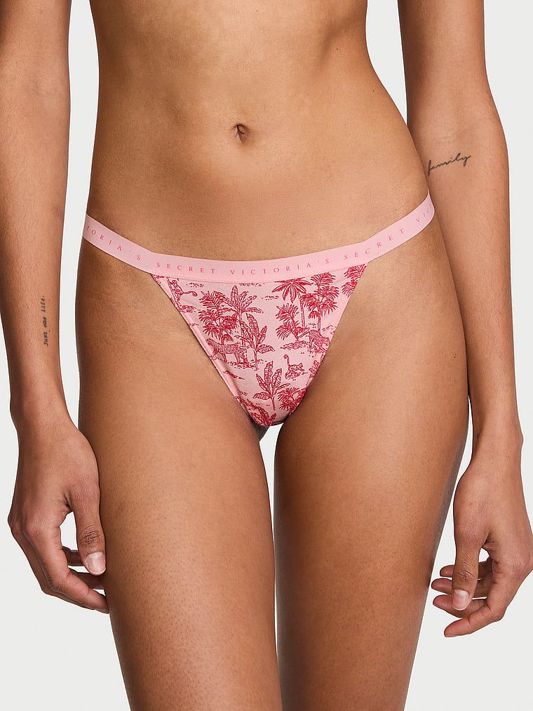 Stringi bawełniane Stretch Cotton. Produkt jest wzorzysty i pochodzi z kolekcji Victoria's Secret. 