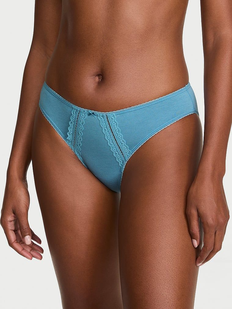 Victoria's Secret Majtki bawełniane z koronką Bikini