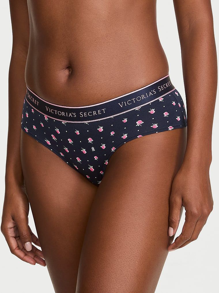 Majtki bawełniane z logo w talii Cheeky. Produkt ma kolor kwiatowy i pochodzi z kolekcji Cotton. 