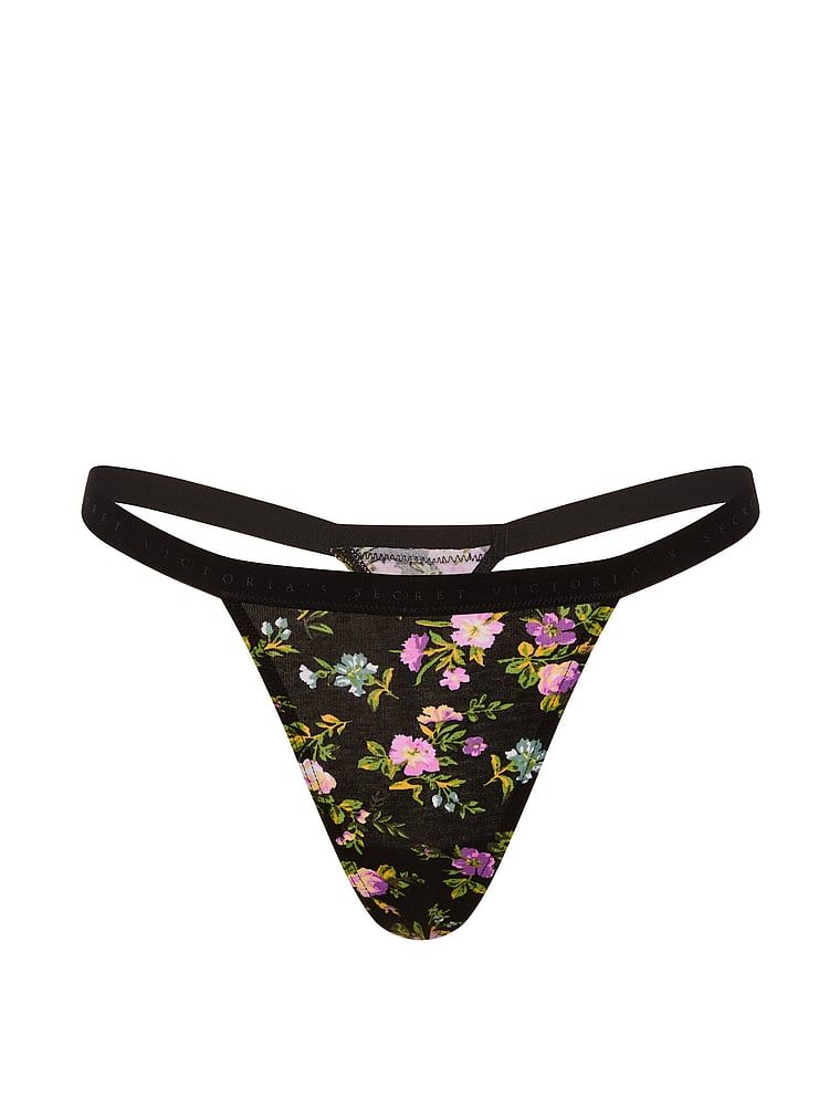Stringi bawełniane Stretch Cotton. Produkt ma kolor kwiatowy i pochodzi z kolekcji Victoria's Secret. 