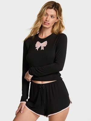 Victoria's Secret Zestaw do spania z modalu - bluzka i szorty Bow
