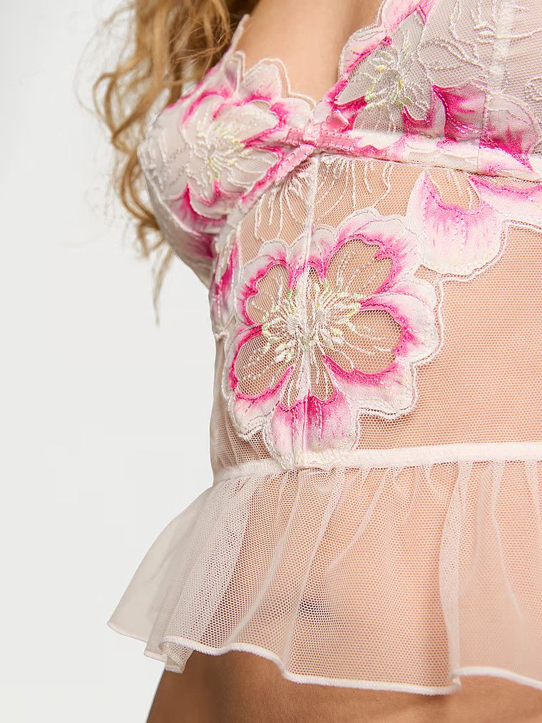 Victoria's Secret Top biustonoszowy Peony Embroidery