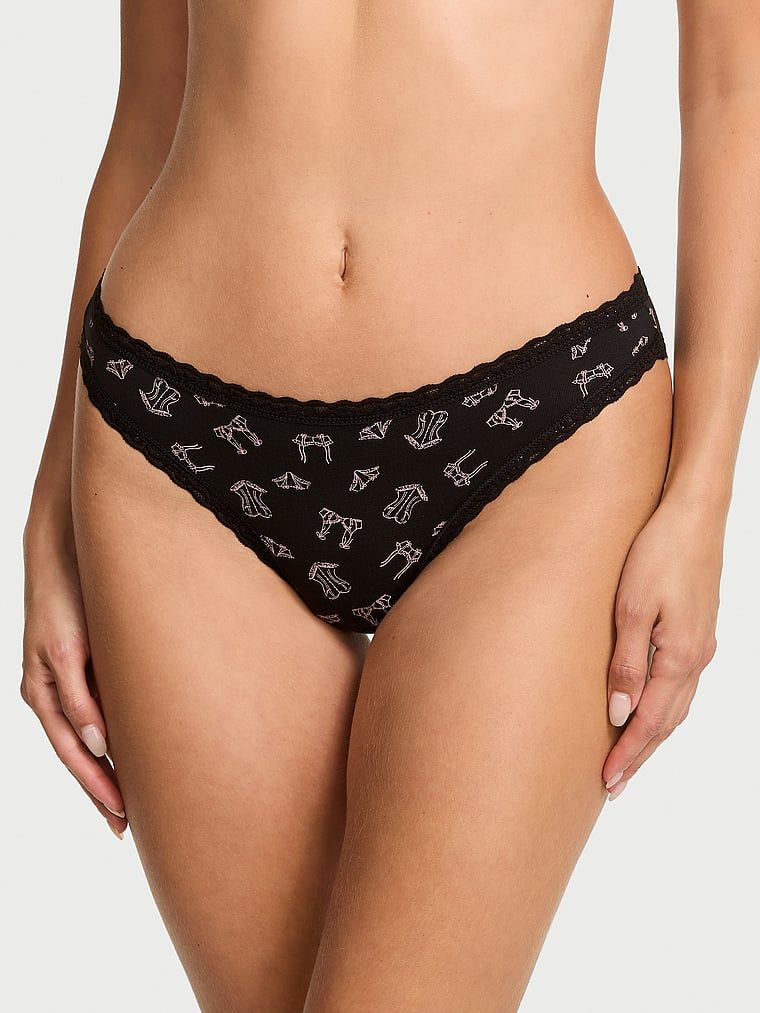 Majtki bawełniane z koronką Lace-Trim Bikini. Produkt jest wzorzysty i pochodzi z kolekcji Lacie. 