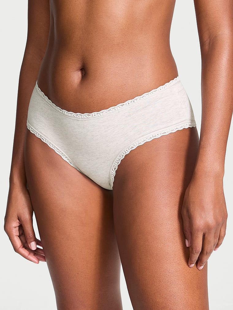 Majtki bawełniane z koronką na krawędziach Lace-Waist Cheeky. Produkt ma kolor szary i pochodzi z kolekcji Lacie. 