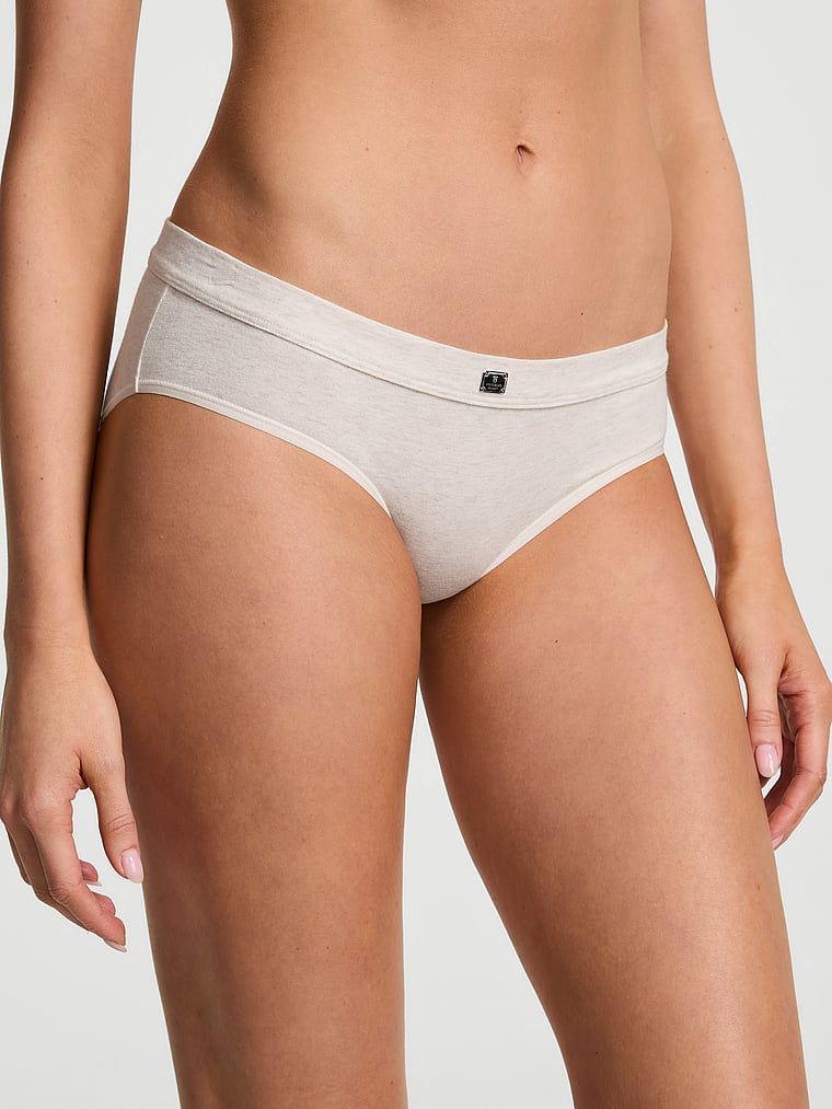 Majtki bawełniane z logo w talii Hiphugger Hardware. Produkt ma kolor beżowy i pochodzi z kolekcji Cotton. 