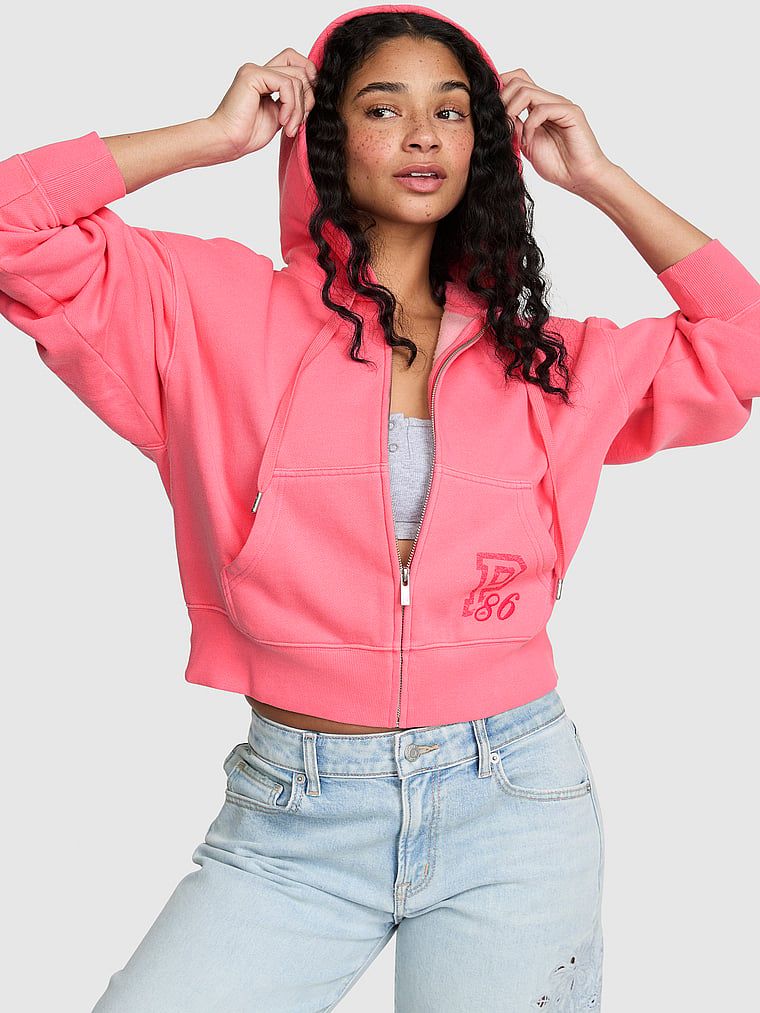 Krótka bluza z kapturem zapinana na zamek Campus Fleece