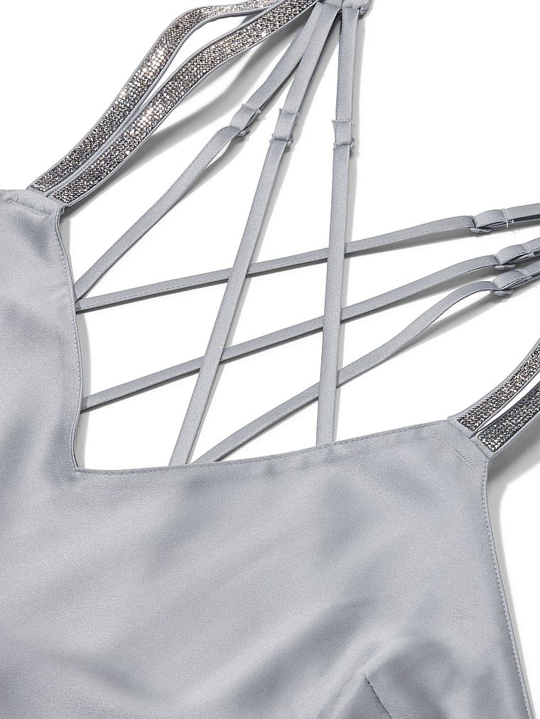 Very Sexy Koszulka nocna satynowa z błyszczącymi ramiączkami Gradient Shine Strap Slip