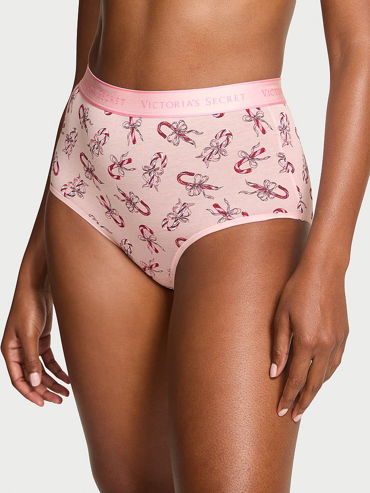 Majtki bawełniane figi z logo marki z wysokim stanem. Produkt jest wzorzysty i pochodzi z kolekcji Cotton. 