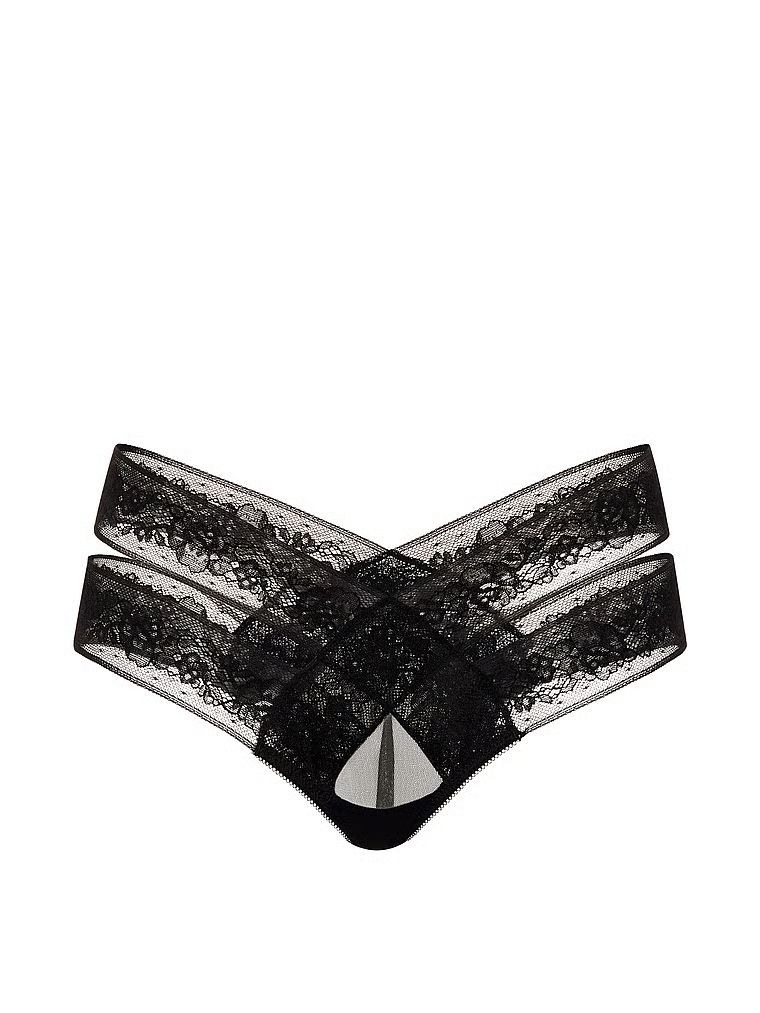 Majtki z wycięciami i z koronką Strappy Cut-Out Cheeky. Produkt ma kolor czarny i pochodzi z kolekcji Very Sexy. 