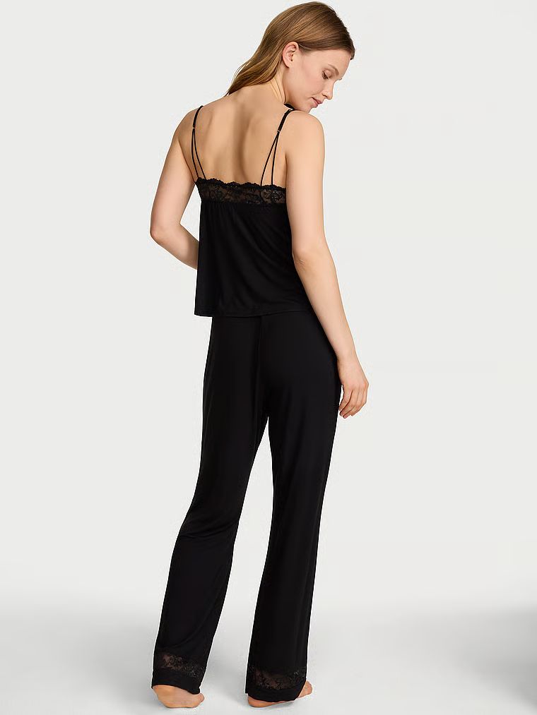 Piżama z modalu - bluzka na ramiączkach i długie spodnie SoSoft. Produkt ma kolor czarny i pochodzi z kolekcji Victoria's Secret. 