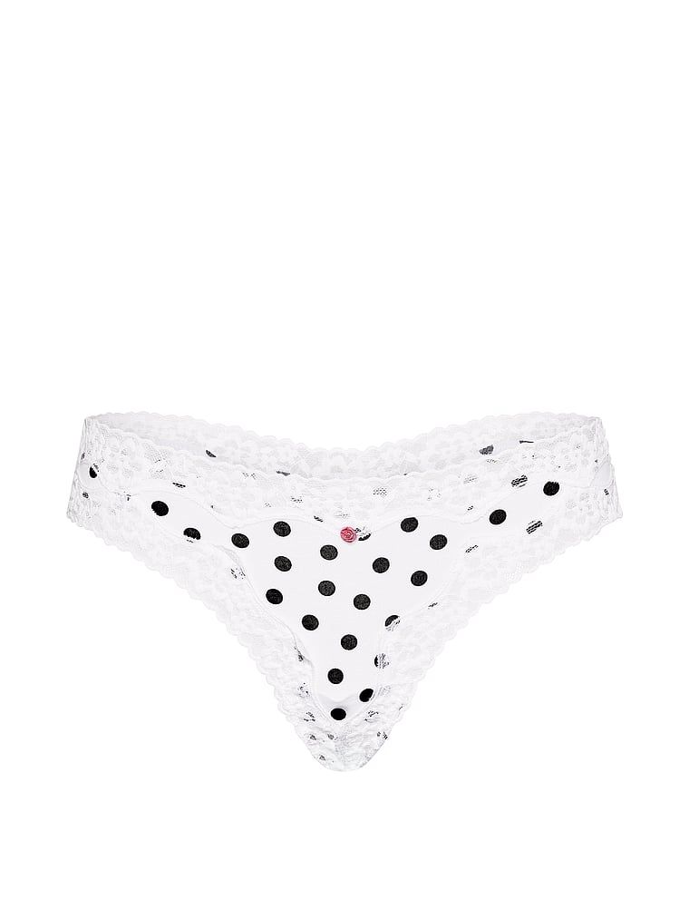 Stringi bawełniane z koronką Lace-Trim. Produkt jest wzorzysty i pochodzi z kolekcji Lace Trim. 