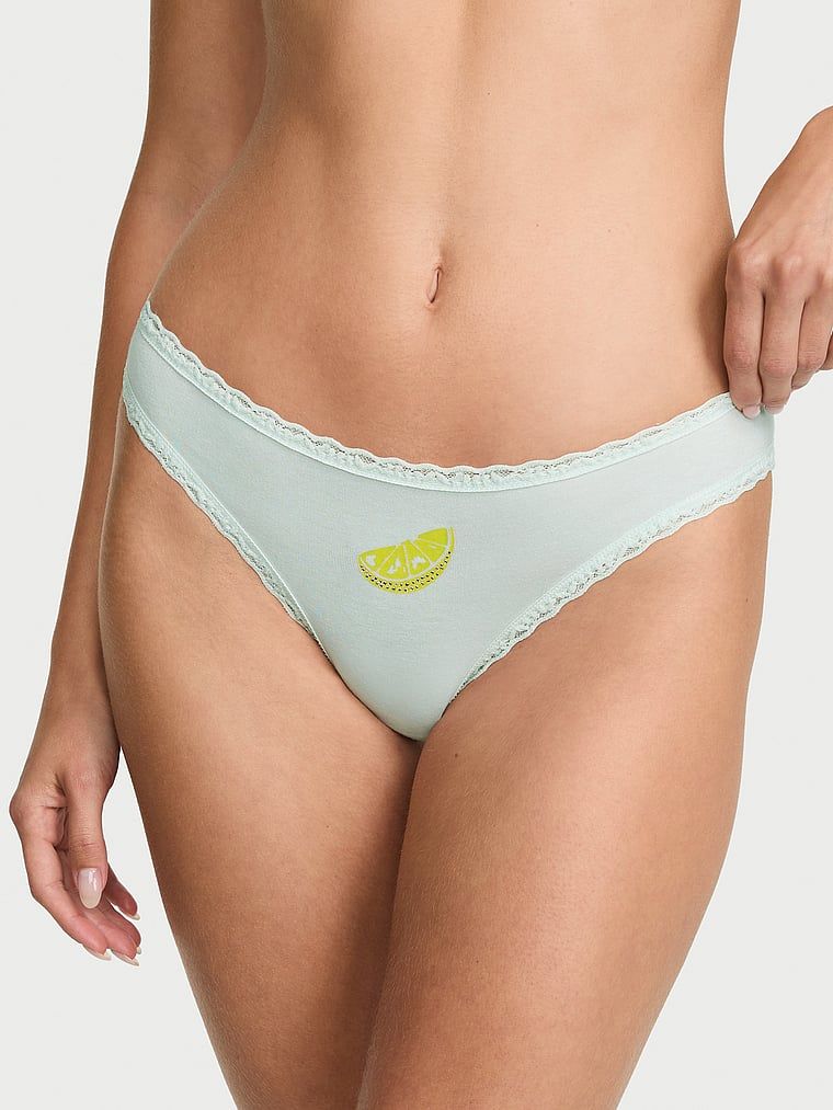 Majtki bawełniane z koronką Lace-Trim Bikini. Produkt ma kolor niebieski i pochodzi z kolekcji Lace Trim. 