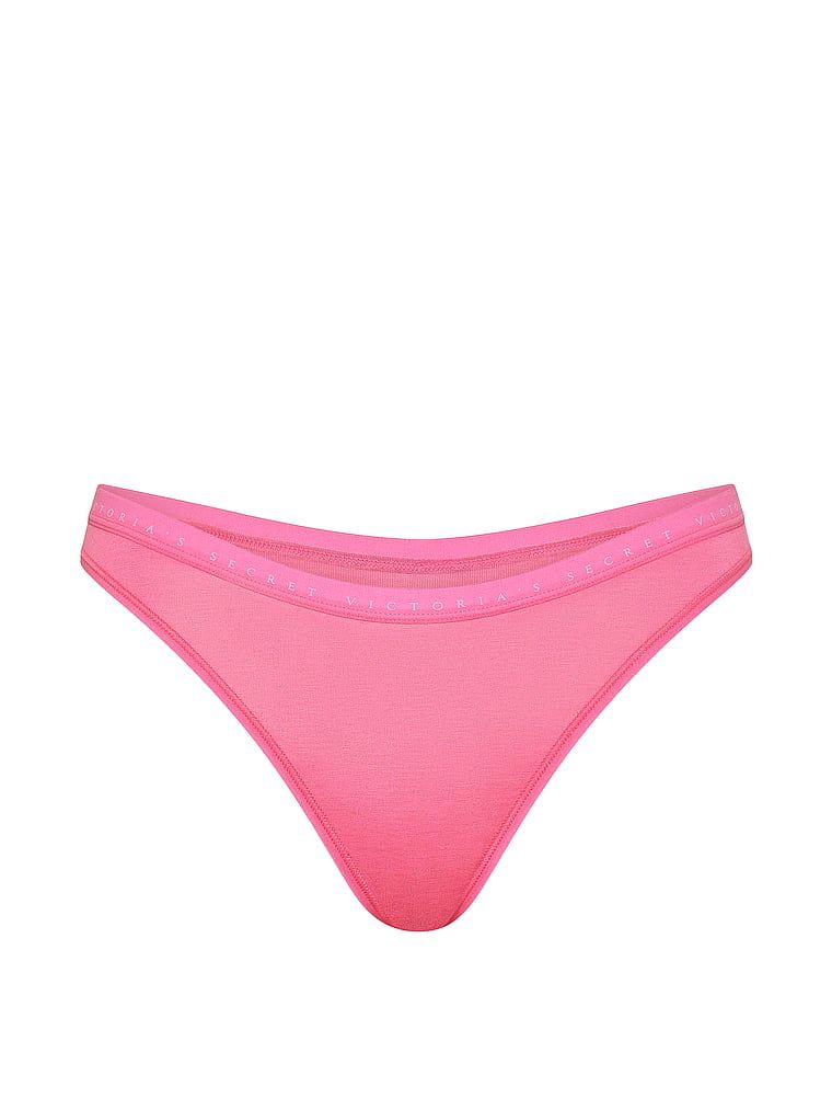 Stringi bawełniane High-Leg Scoop. Produkt ma kolor różowy i pochodzi z kolekcji Victoria's Secret. 
