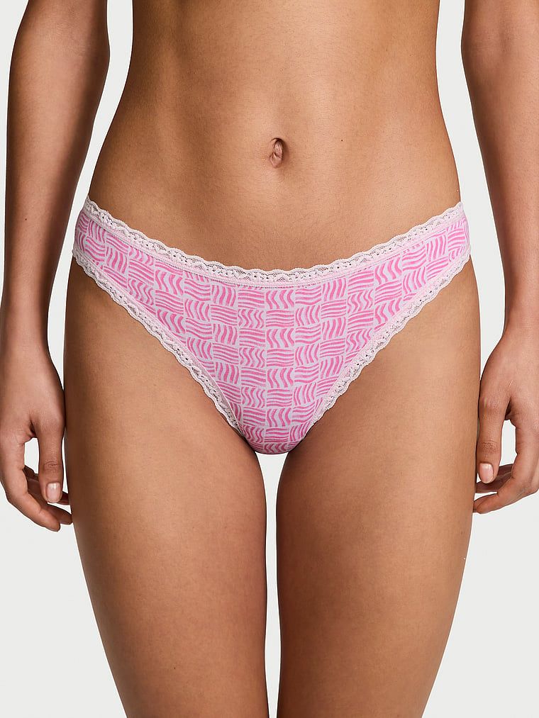 Majtki bawełniane z koronką Lace-Trim Bikini. Produkt jest wzorzysty i pochodzi z kolekcji Lacie. 