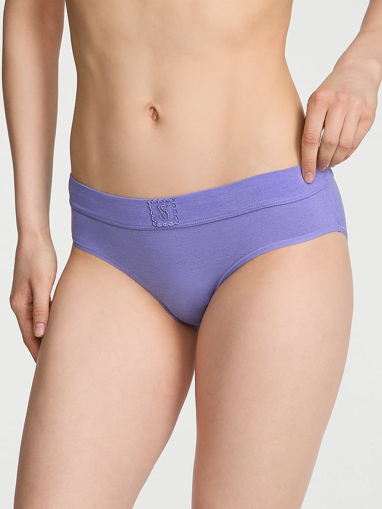 Cotton Majtki bawełniane z naszytym koronkowym logo Hiphugger