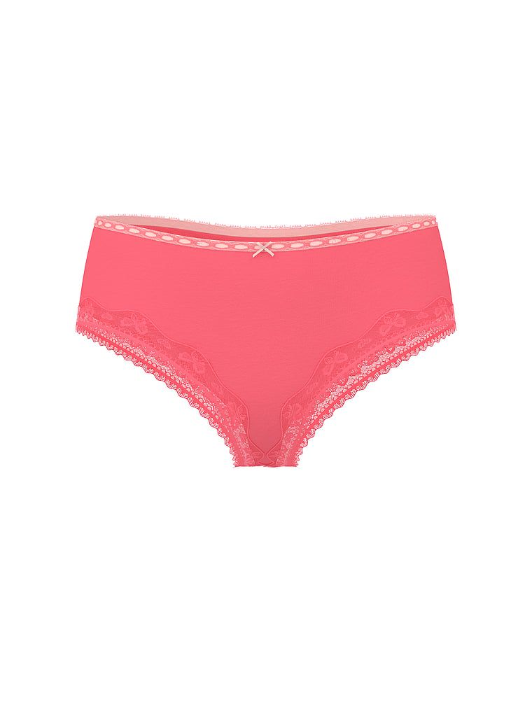 Majtki bawełniane Bow Lace-Trim Cheeky. Produkt ma kolor różowy i pochodzi z kolekcji Lace Trim. 