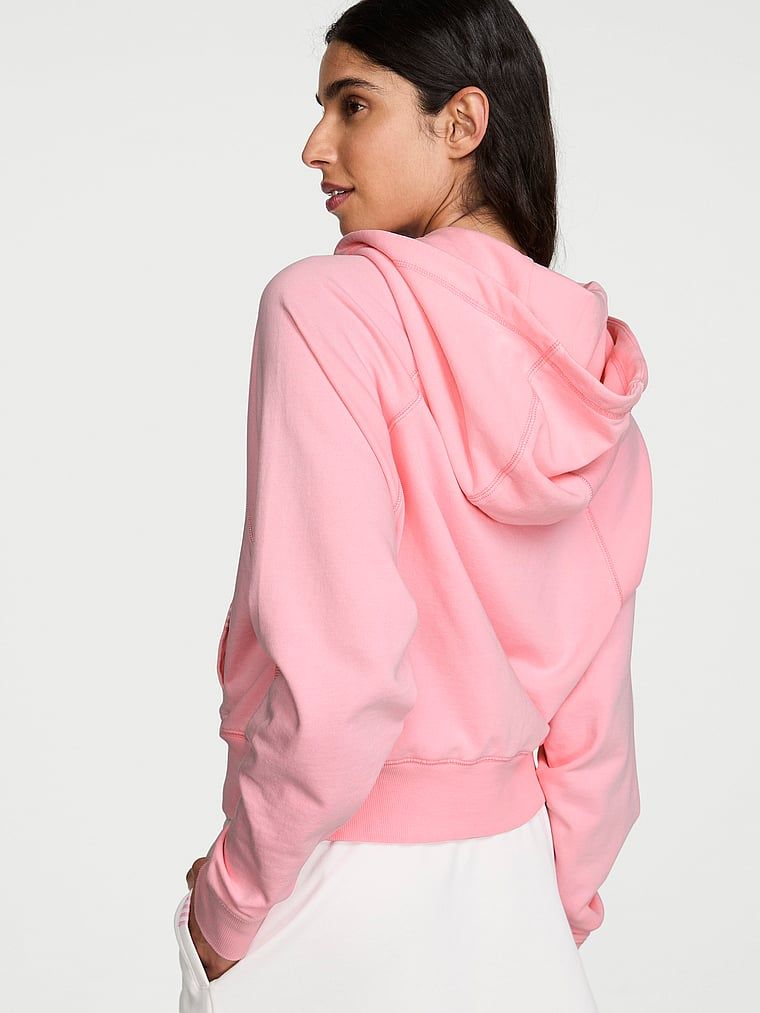 Bluza bawełniana z suwakiem i kapturem Terry Hoodie. Produkt ma kolor różowy i pochodzi z kolekcji Angel Essentials. 