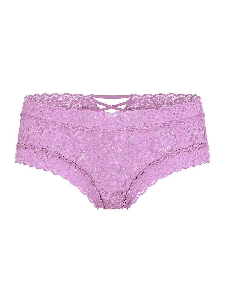Majtki koronkowe z paseczkami z tyłu Blossom Cheeky. Produkt ma kolor purpurowy i pochodzi z kolekcji Lacie. 
